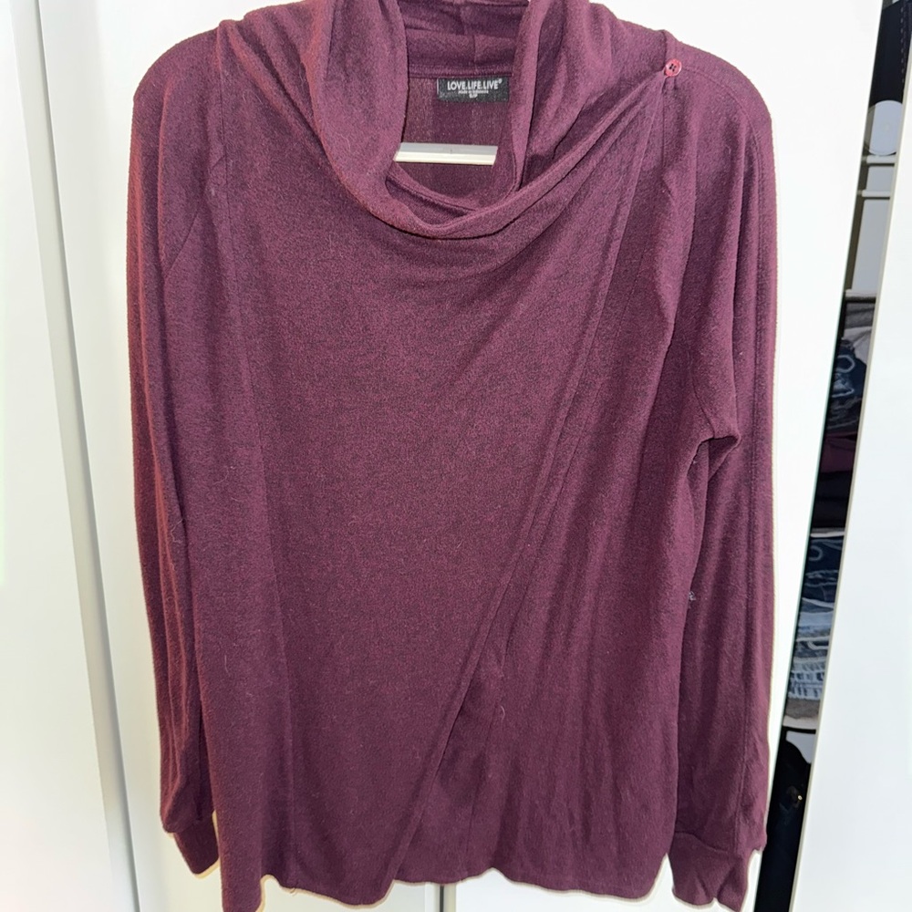 Lilla P Rich Burgundy Cowl Neck Sweater